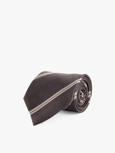 Chevron-pattern striped silk tie