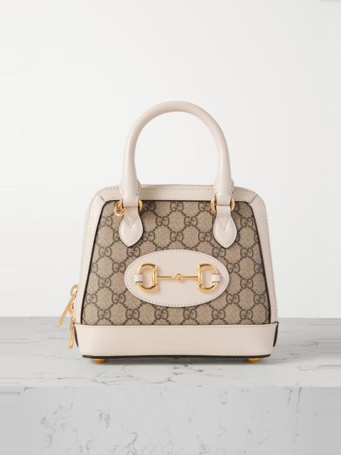 GUCCI Horsebit 1955 mini leather-trimmed printed coated-canvas tote