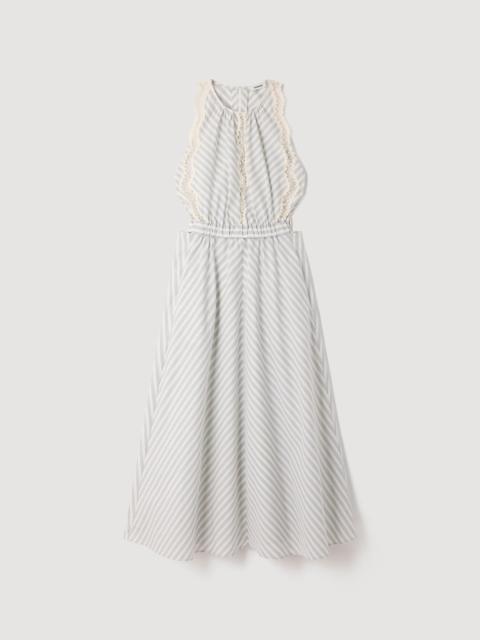 Sandro STRIPED COTTON MIDI DRESS