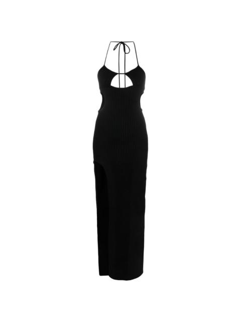 Off-White cut-out halterneck dress