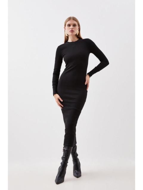 KAREN MILLEN Petite Compact Jersey Ribbed Maxi Dress