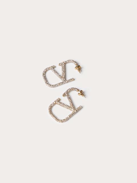 Valentino VLOGO SIGNATURE EARRINGS IN METAL AND SWAROVSKI® CRYSTALS.