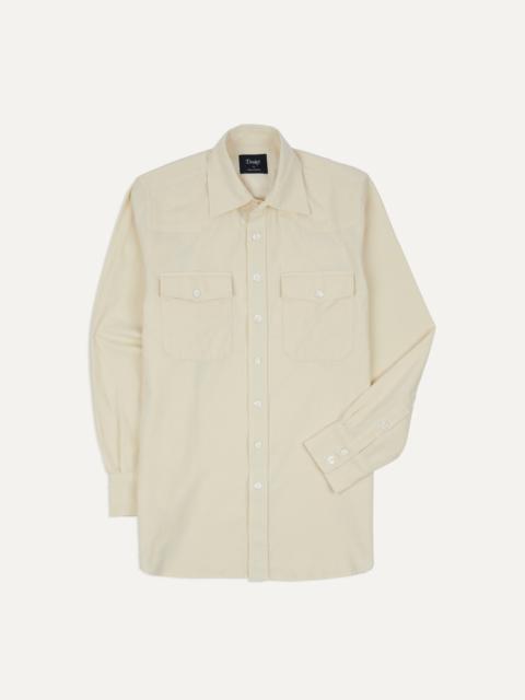 Drake's Ecru Needlecord Two-Pocket Western Shirt