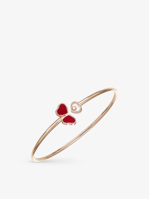 Chopard Happy Hearts Wings 18ct rose-gold, 0.05ct diamond and red-stone bangle bracelet