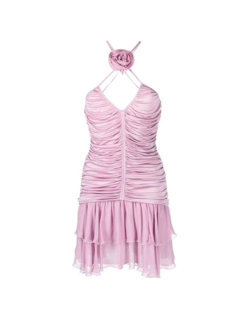 Blumarine rose appliquÃ© pleated mini dress
