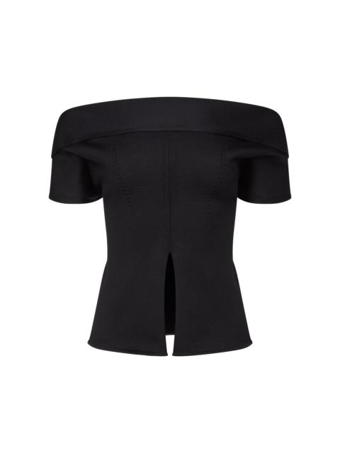 FFORME Faye Sculpted Cotton-Blend Knit Top black