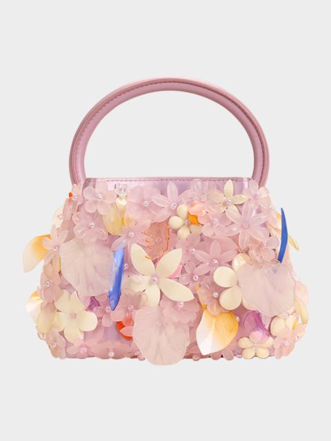 Cult Gaia Solene Mini Flower Metallic Top-Handle Bag