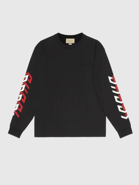 GUCCI Gucci Cotton T-Shirt With Gucci Mirror Print 'Black