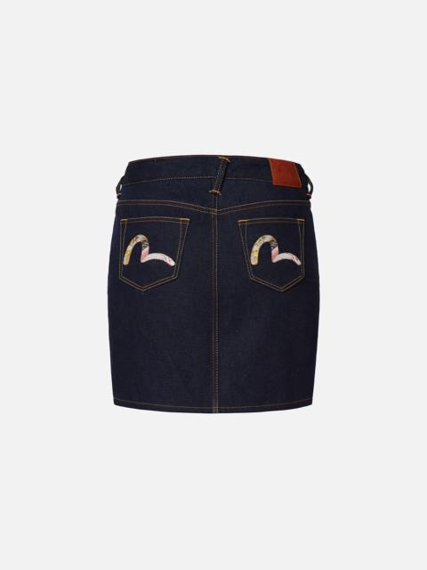 EVISU Tattoo Koi-pattern Seagull Embroidery Denim Skirt