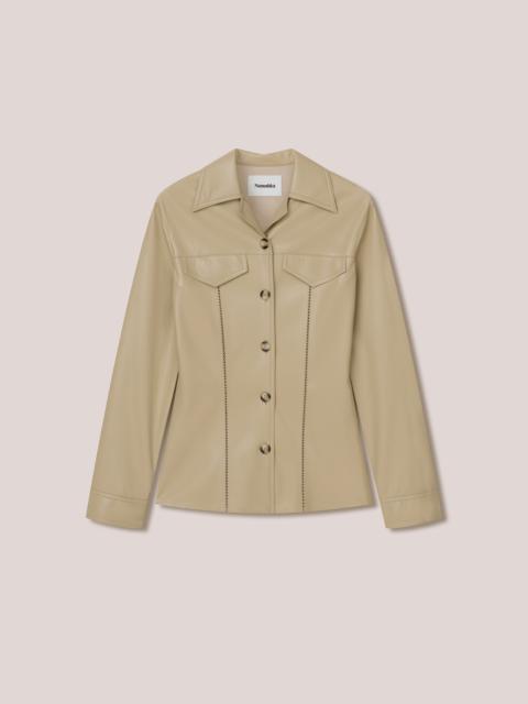 Nanushka GANIT - Vegan leather shirt jacket - Pebble