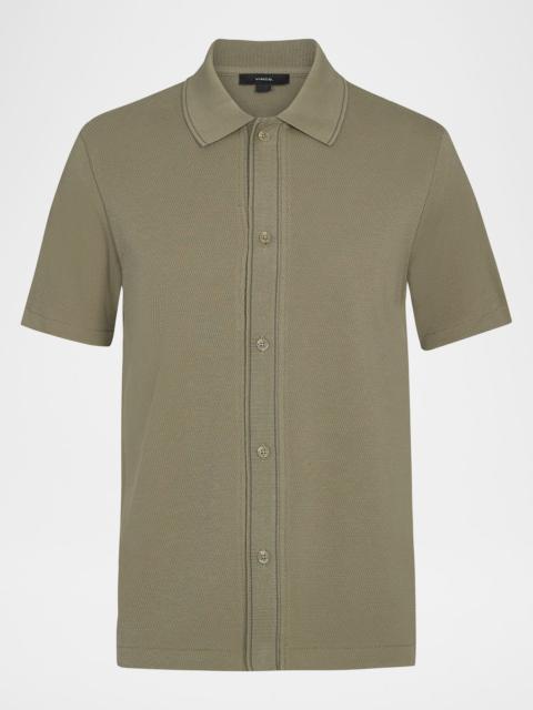 Vince Men's Cotton Jacquard Knit Short-Sleeve Button-Down Shirt