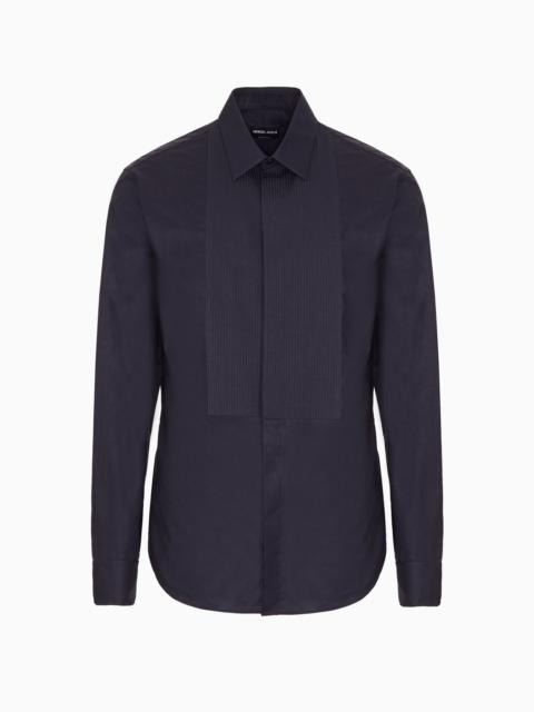 Pleated cotton tuxedo shirt