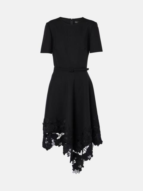 Oscar de la Renta Asymmetric wool-blend midi dress