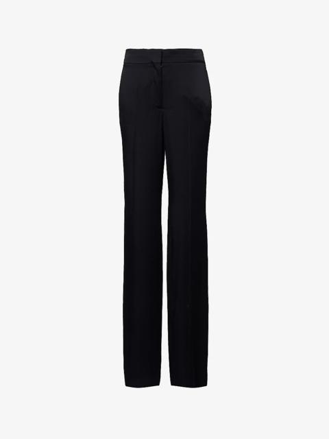 Darted mid-rise straight-leg woven trousers