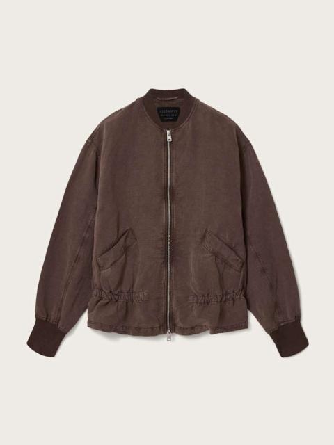 ALLSAINTS SOFI LINEN BLEND DRAWSTRING BOMBER JACKET