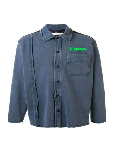Off-White 오프 화이트 로고 인쇄 셔츠를 위로 단추 OMGA102R20E300083245