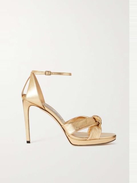 Rosie 100 knotted metallic leather sandals