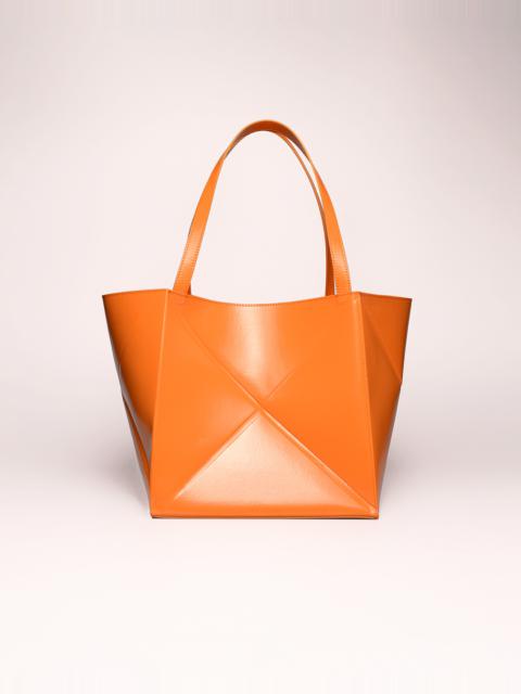 THE ORIGAMI TOTE - Patent vegan leather tote - Orange