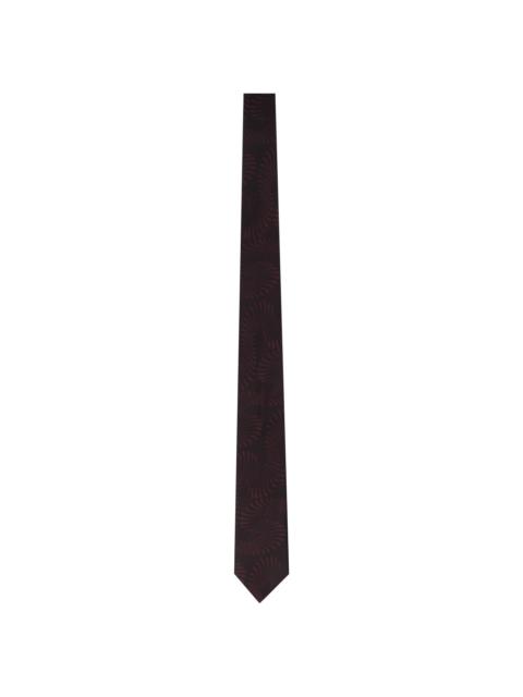 Dries Van Noten Black & Burgundy Silk Tie