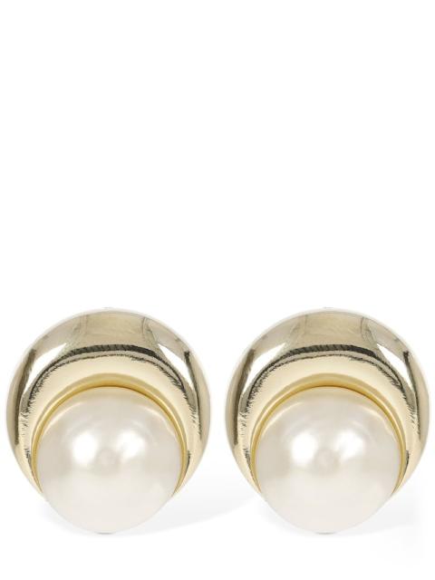Imitation pearl moon earrings