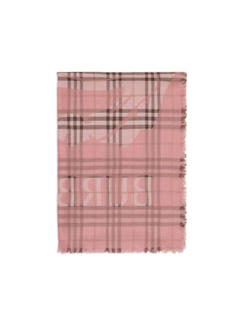 Burberry wide EKD Check wool silk scarf