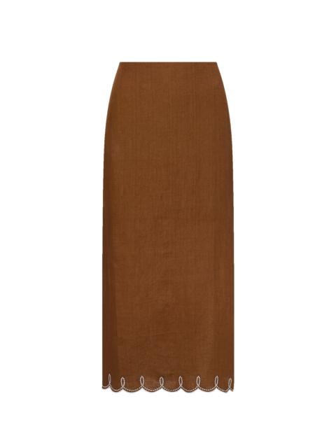 VERONICA BEARD MALOU LINEN MIDI SKIRT