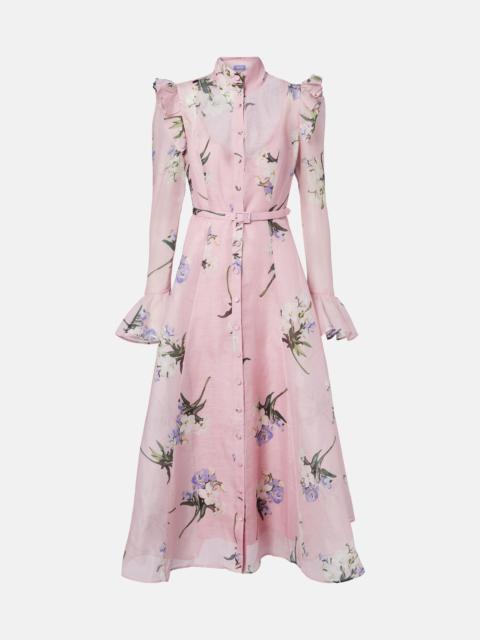 LEO LIN Katrina floral linen and silk midi dress