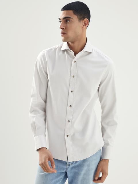 Twill slim fit shirt with spread collar