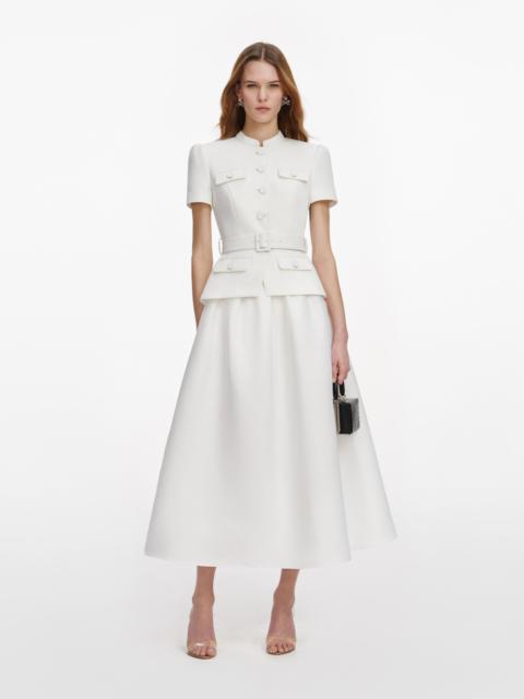 White Tailored Taffeta Midi Dress