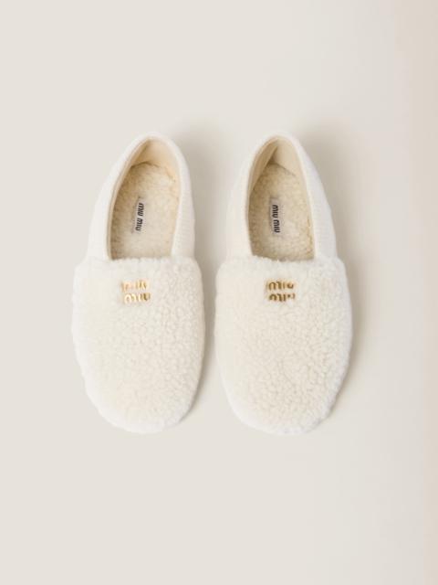 Miu Miu Wool, cashmere and shearling slippers with cashmere case