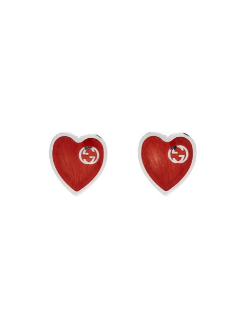 GUCCI GG logo heart earrings