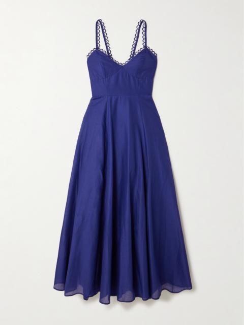 Charo Ruiz Iraso Guipure Lace-trimmed Cotton-blend Voile Midi Dress