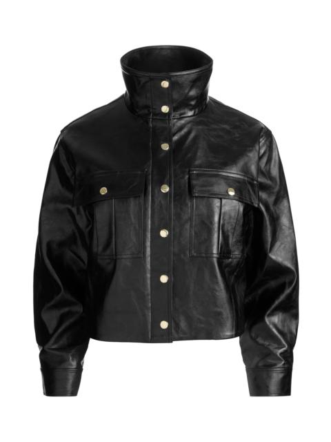 Alice + Olivia JAMES VEGAN FUNNEL NECK PARKA - BLACK