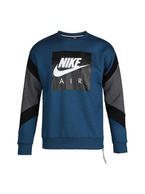 Nike Men's Air Crew Flc Round CollarPullover Hoody Blue 928636-474