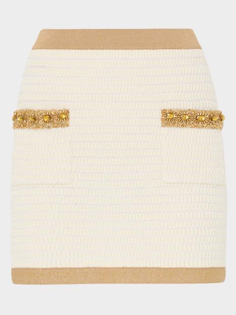MILLY Reggie Sequin-Embellished Woven Mini Skirt