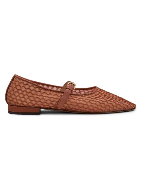 ULLA JOHNSON Women's Isobel Mesh Ballet Flats - Rust Copper