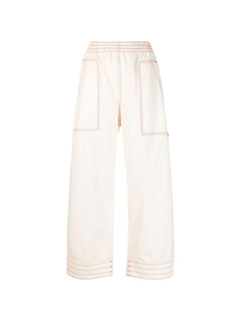 Palm Angels contrast-stitch wide-leg trousers