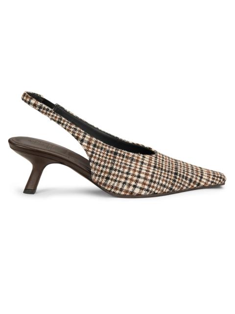 Brunello Cucinelli Women's Houndstooth Alpaca-Blend Slingback Pumps - Beige Tobacco
