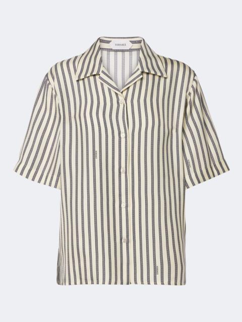 VERSACE Striped silk bowling shirt