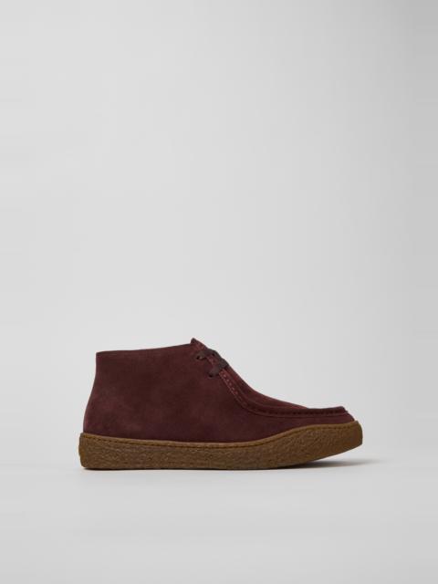 CAMPER Peu Terreno Burgundy Suede Ankle Boots for Men.