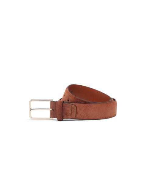 Santoni Men's brown suede adjustable belt