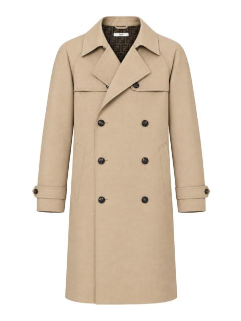 FENDI ROPE-COLORED MACKINTOSH FABRIC TRENCH COAT