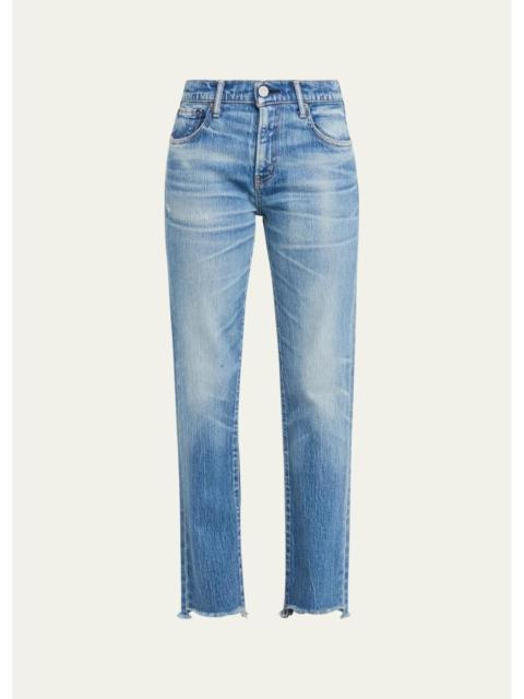 MOUSSY VINTAGE Frayed-Hem Slim Straight-Leg Jeans