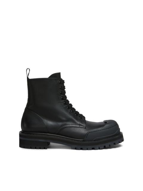 panelled toe combat boots