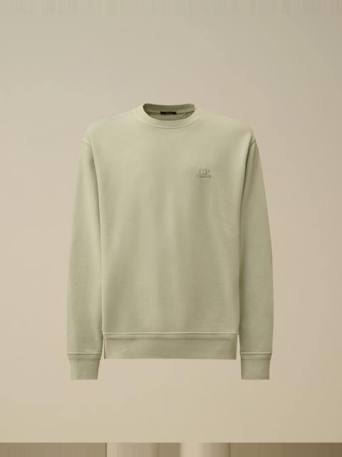 C.P. Company Cotton Diagonal Fleece Resist Dyed Crewneck Logo Sweatshirt