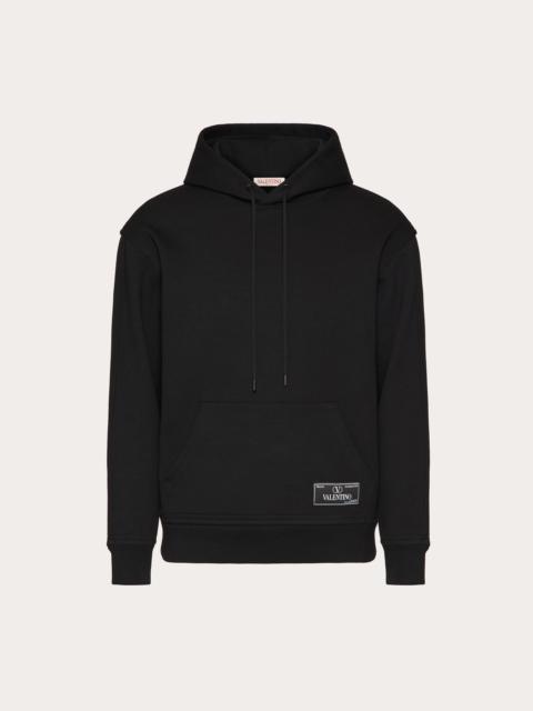 TECHNICAL COTTON SWEATSHIRT WITH HOOD AND MAISON VALENTINO TAILORING LABEL