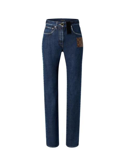 Louis Vuitton Monogram Patch Straight-Cut Jeans