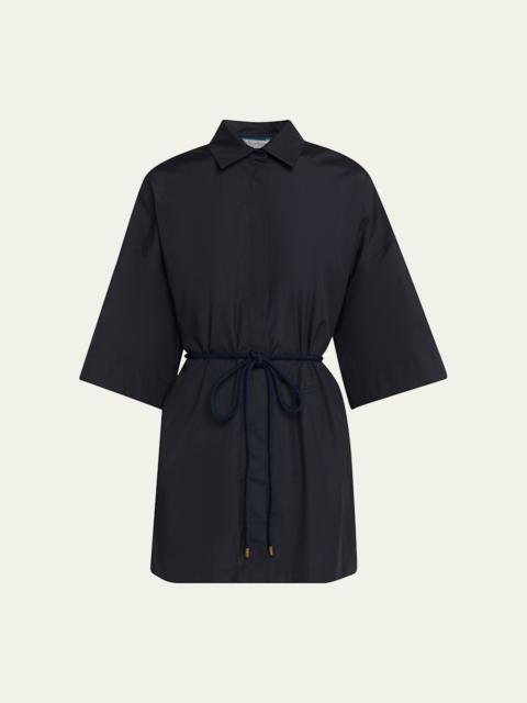 Max Mara Mancora Belted 3/4-Sleeve Cotton Button-Down Shirt