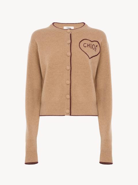 Chloé FITTED LOGO CARDIGAN IN A WOOL & CASHMERE KNIT