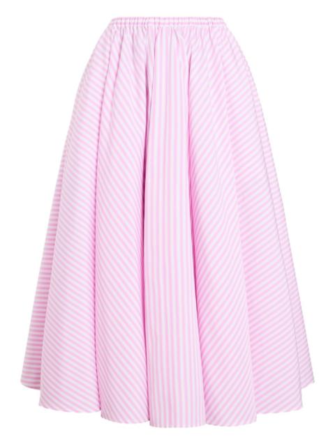 PATOU elasticated-waist striped midi skirt